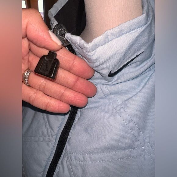 Vintage Y2K Nike Reversible Quilted Vest Light Blue Brown Black Medium Rare - Picture 14 of 15